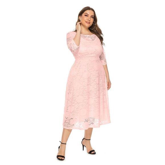 NWT Torrid midi Elegant Lace Illusion Dress Impatience pink Sz 18 - Picture 1 of 9